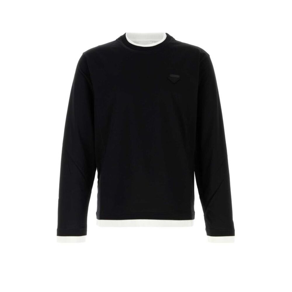 Prada Men Black Cotton T-Shirt